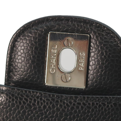 CHANEL 19 A01112 Black Caviar Silver Hardware Double Flap Matelassé 25 Shoulder Bag