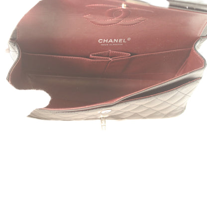 CHANEL 19 A01112 Black Caviar Silver Hardware Double Flap Matelassé 25 Shoulder Bag