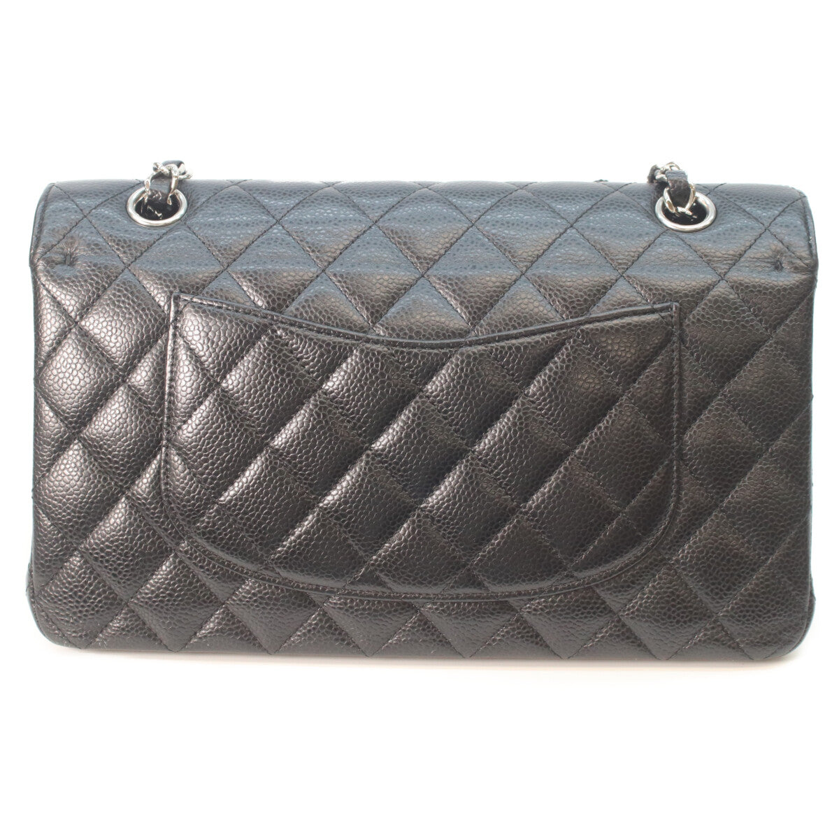 CHANEL 19 A01112 Black Caviar Silver Hardware Double Flap Matelassé 25 Shoulder Bag