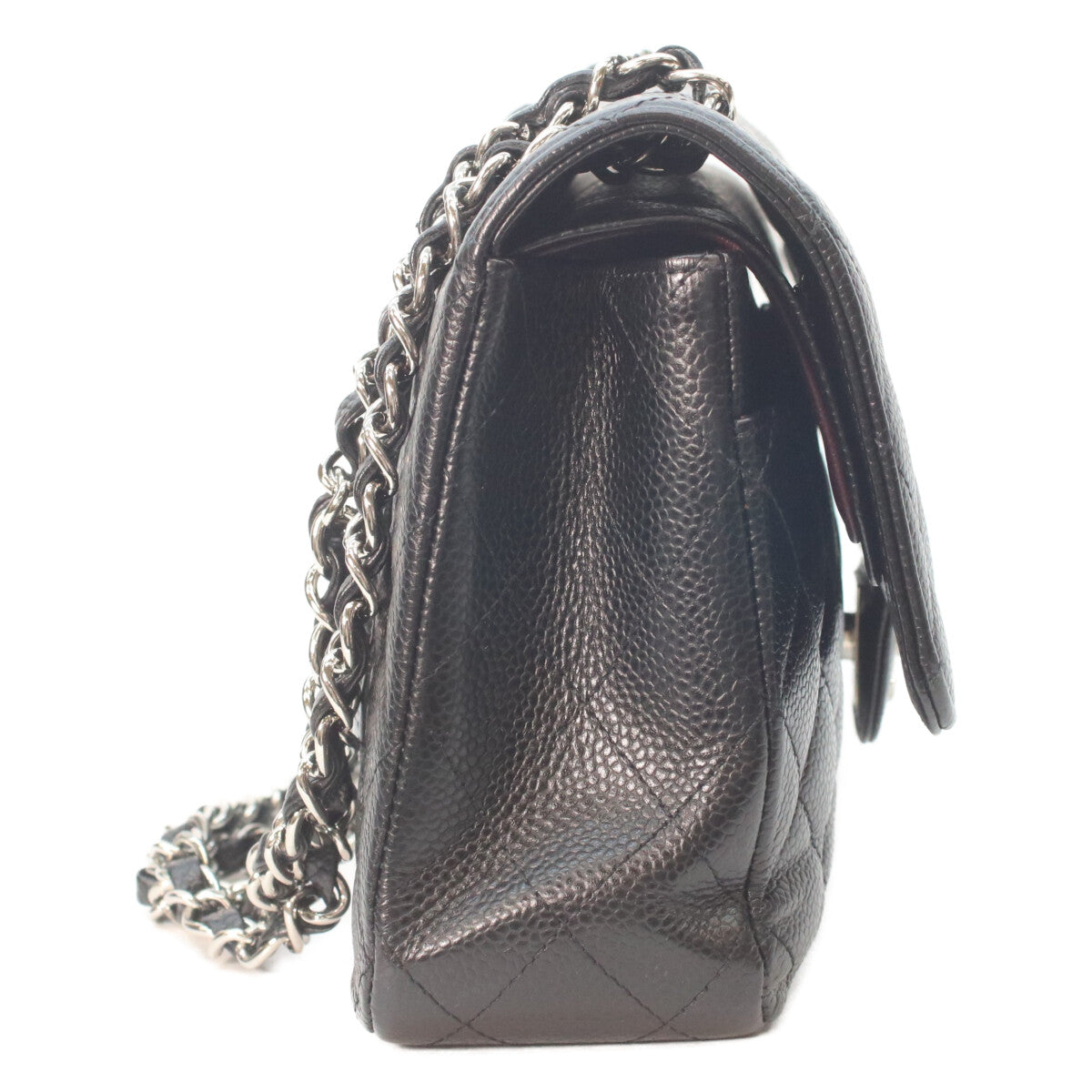 CHANEL 19 A01112 Black Caviar Silver Hardware Double Flap Matelassé 25 Shoulder Bag