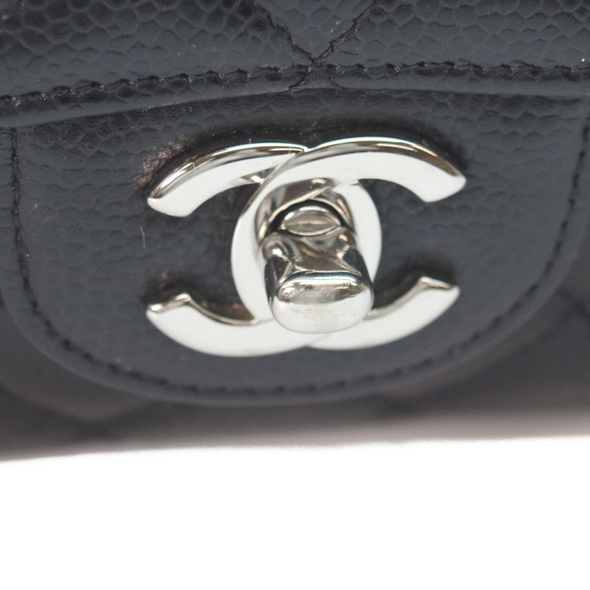 CHANEL 19 A01112 Black Caviar Silver Hardware Double Flap Matelassé 25 Shoulder Bag