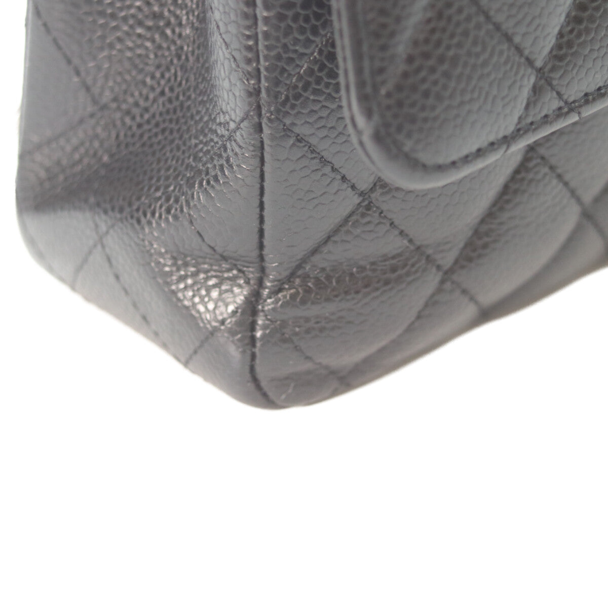 CHANEL 19 A01112 Black Caviar Silver Hardware Double Flap Matelassé 25 Shoulder Bag