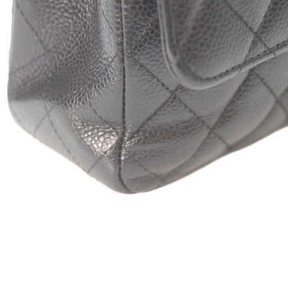 CHANEL 19 A01112 Black Caviar Silver Hardware Double Flap Matelassé 25 Shoulder Bag