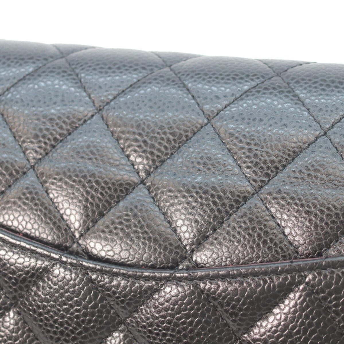 CHANEL 19 A01112 Black Caviar Silver Hardware Double Flap Matelassé 25 Shoulder Bag