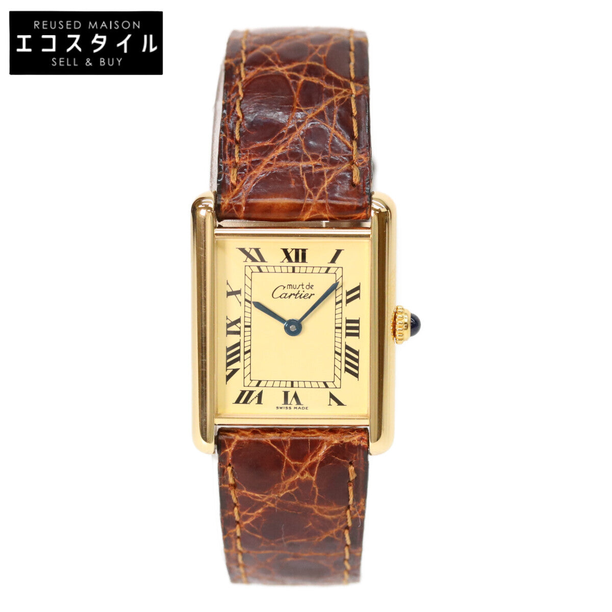 Cartier カルティエ W1002753 90s 925 マストタンクヴェルメイユLM アイボリー文字盤 QZ ブラウン革 腕時計