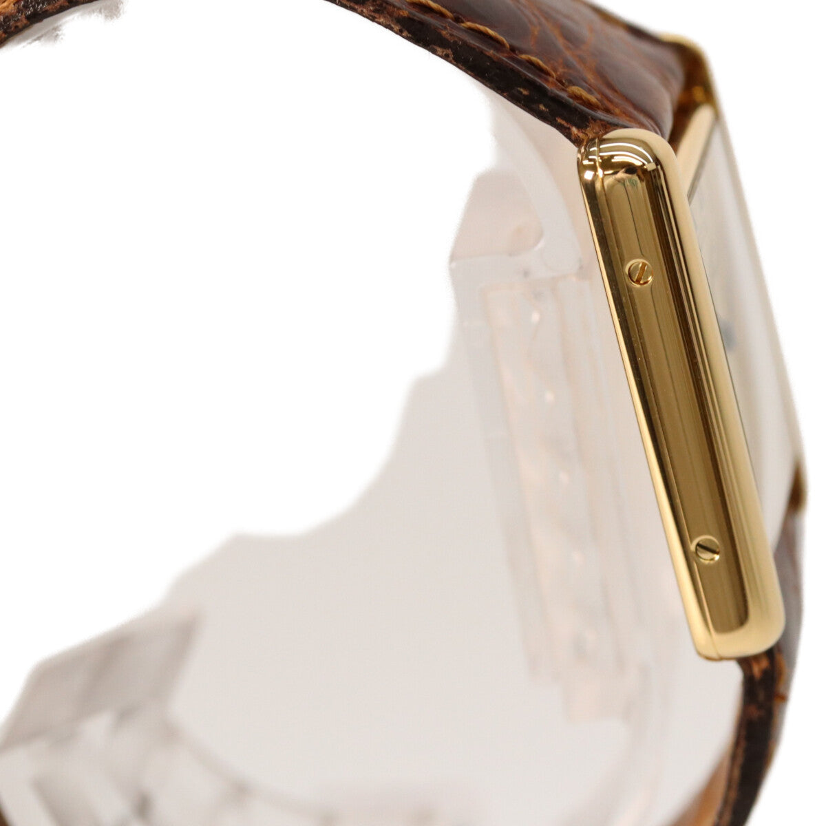Cartier カルティエ W1002753 90s 925 マストタンクヴェルメイユLM アイボリー文字盤 QZ ブラウン革 腕時計