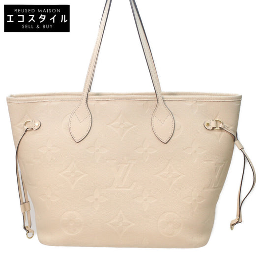 LOUIS VUITTON M46676 Monogram Empreinte Crème Neverfull MM Tote Bag