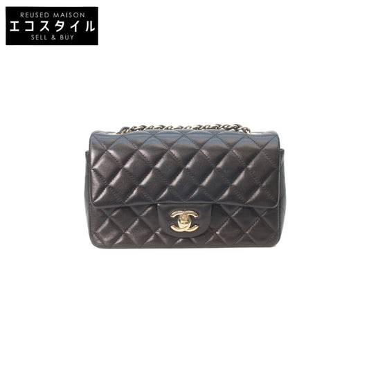 CHANEL Chanel A69900 Black Lambskin Gold Hardware Mini Matelasse 20 Chain Shoulder Bag