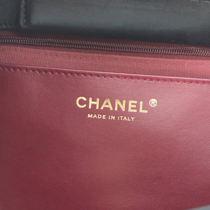 CHANEL AS5215 Black Shiny Lambskin Gold Hardware Small Shopping Tote Tote Bag