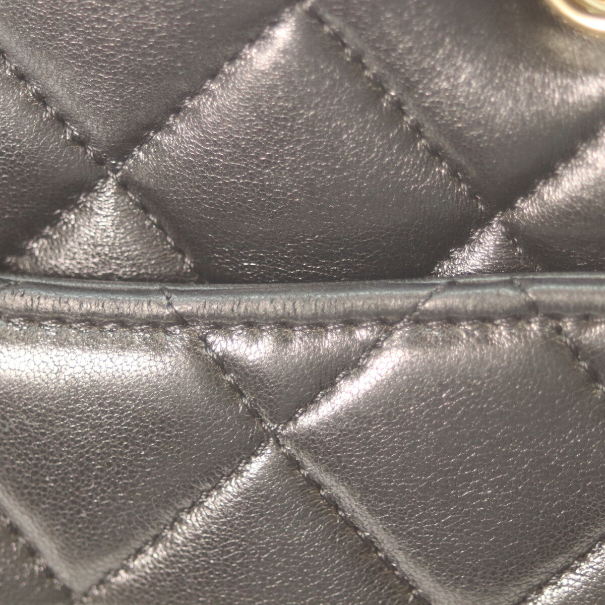 CHANEL AS5215 Black Shiny Lambskin Gold Hardware Small Shopping Tote Tote Bag