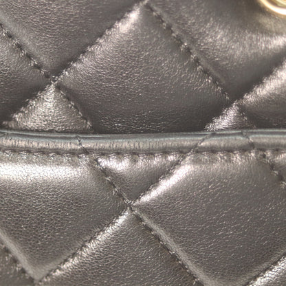 CHANEL AS5215 Black Shiny Lambskin Gold Hardware Small Shopping Tote Tote Bag