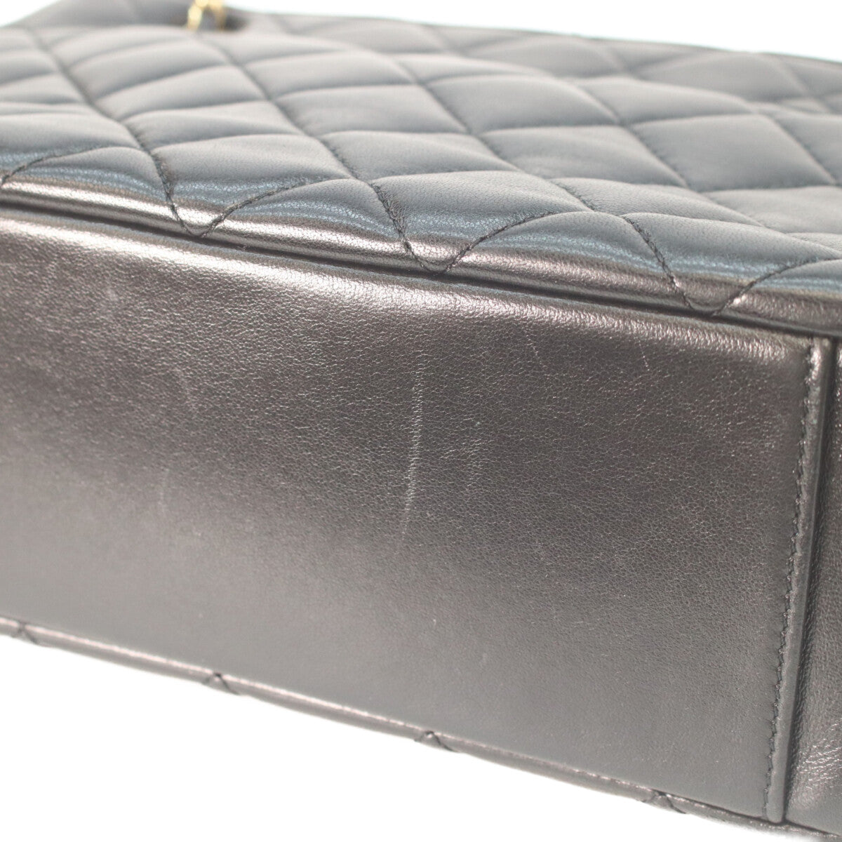 CHANEL AS5215 Black Shiny Lambskin Gold Hardware Small Shopping Tote Tote Bag