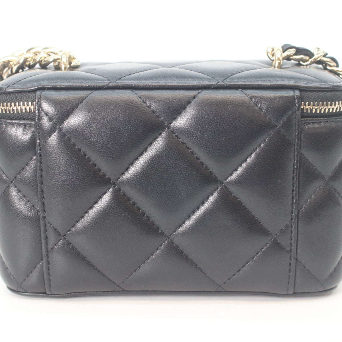 CHANEL Black Lambskin Gold Hardware Big Chain Shoulder Vanity Bag