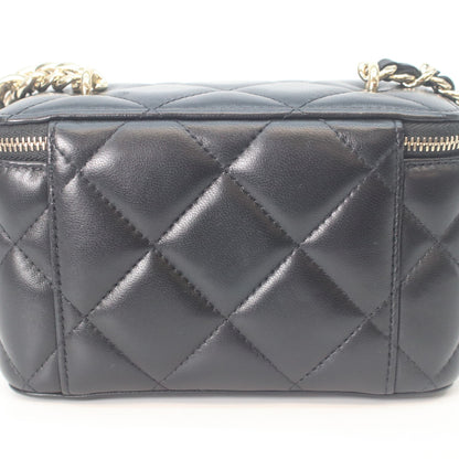 CHANEL Black Lambskin Gold Hardware Big Chain Shoulder Vanity Bag