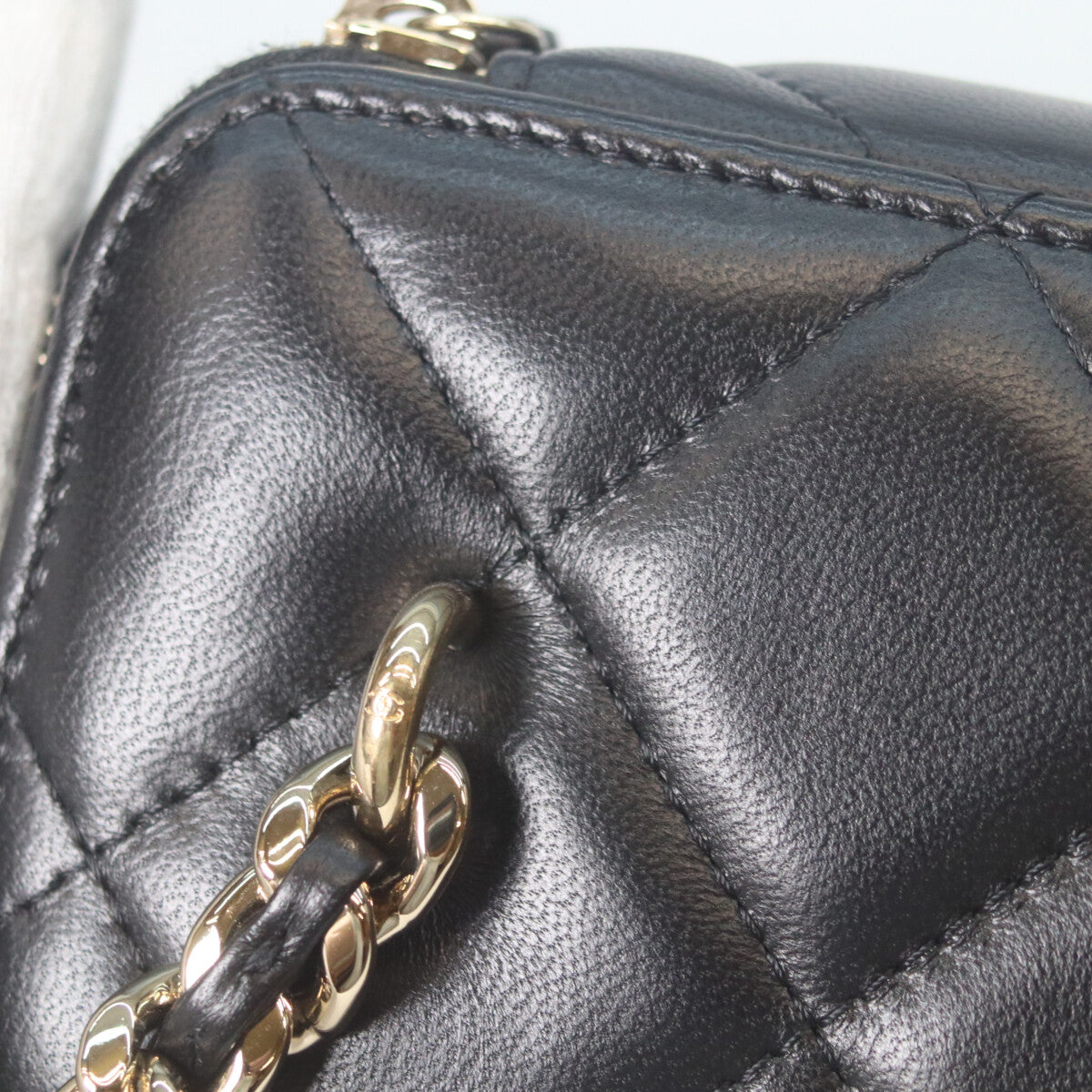 CHANEL Black Lambskin Gold Hardware Big Chain Shoulder Vanity Bag