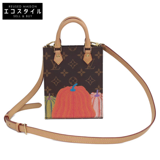 LOUIS VUITTON Louis Vuitton x YK Yayoi Kusama M82112 Monogram Pumpkin Petite Sac Plat Shoulder Bag