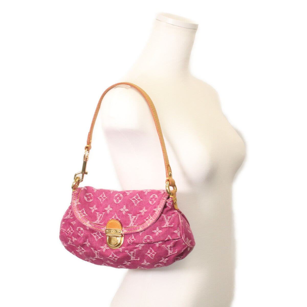 LOUIS VUITTON ルイヴィトン 06年 M95216 モノグラムデニム フューシャピンク ミニプリーティ ショルダーバッグ