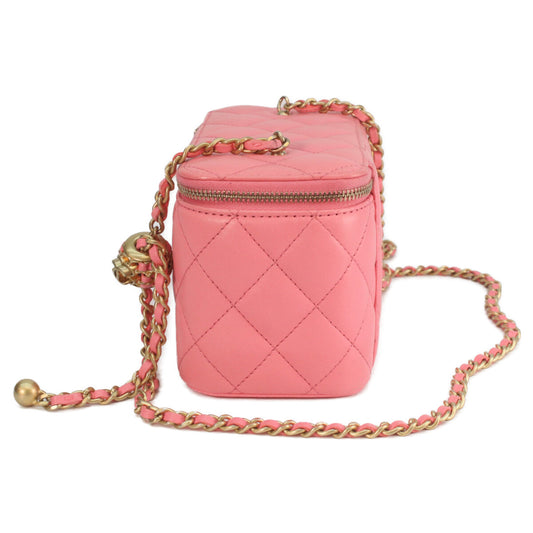 CHANEL 32nd AP2303 Pink Lambskin Gold Hardware Coco Ball Vanity Chain Shoulder Bag