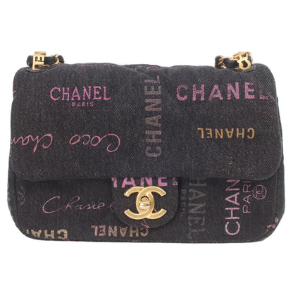 CHANEL シャネル AS3135 黒 プリントデニム ゴールド金具 ミニマトラッセ21 チェーンショルダーバッグ ショルダーバッグ