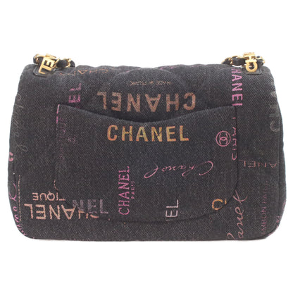 CHANEL シャネル AS3135 黒 プリントデニム ゴールド金具 ミニマトラッセ21 チェーンショルダーバッグ ショルダーバッグ