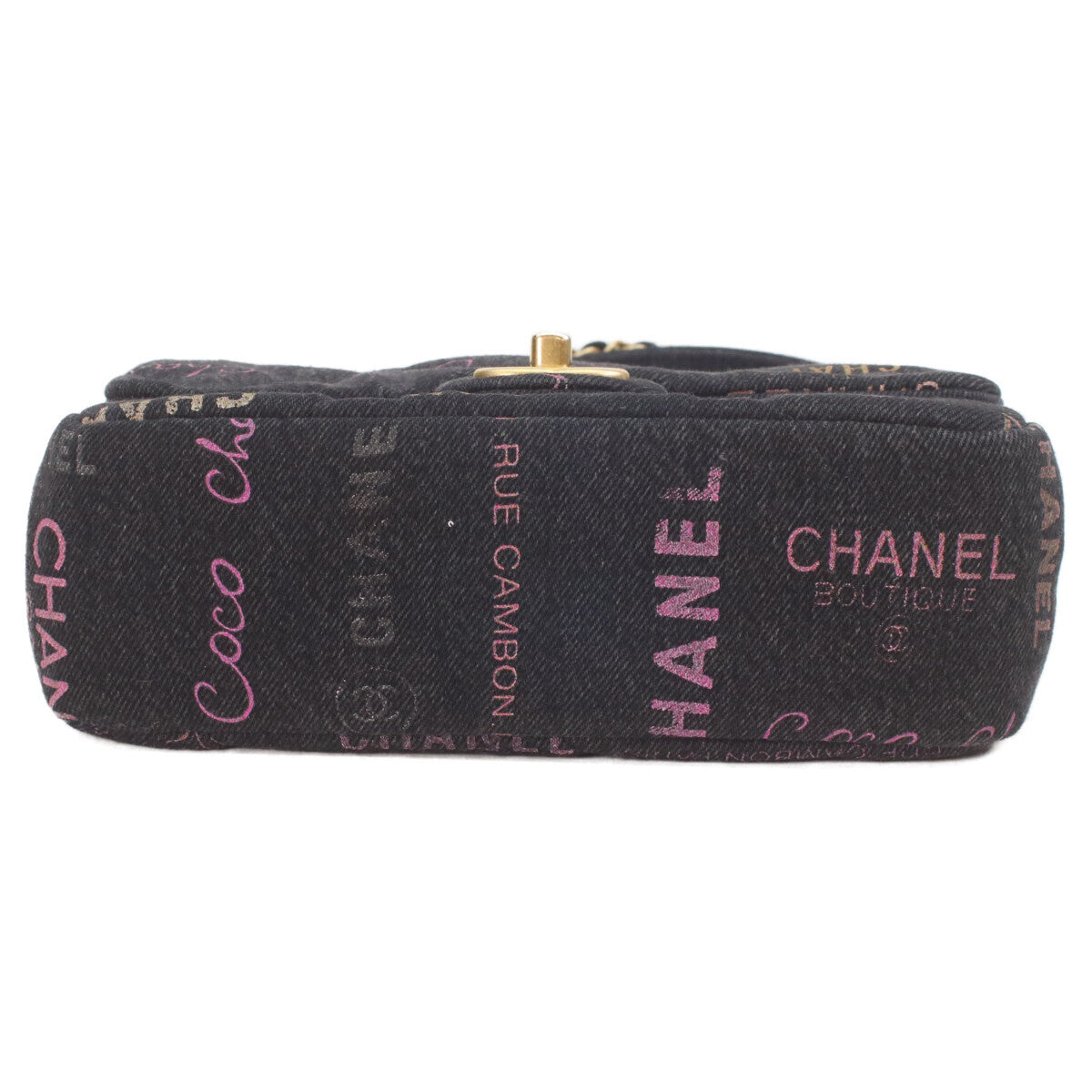 CHANEL シャネル AS3135 黒 プリントデニム ゴールド金具 ミニマトラッセ21 チェーンショルダーバッグ ショルダーバッグ