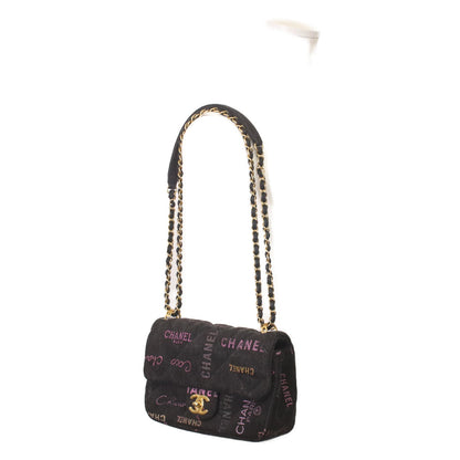 CHANEL シャネル AS3135 黒 プリントデニム ゴールド金具 ミニマトラッセ21 チェーンショルダーバッグ ショルダーバッグ