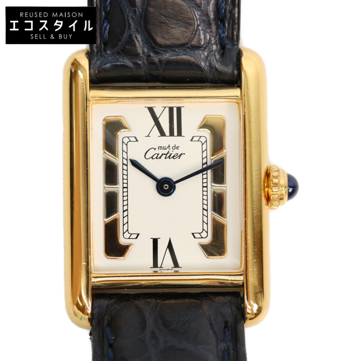 Cartier カルティエ 82-95s 925 トリニティ文字盤 マストタンクSM ヴェルメイユ 革 QZ 腕時計