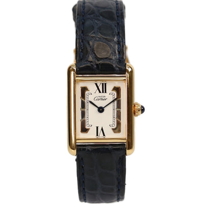 Cartier カルティエ 82-95s 925 トリニティ文字盤 マストタンクSM ヴェルメイユ 革 QZ 腕時計