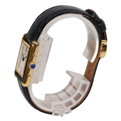 Cartier カルティエ 82-95s 925 トリニティ文字盤 マストタンクSM ヴェルメイユ 革 QZ 腕時計