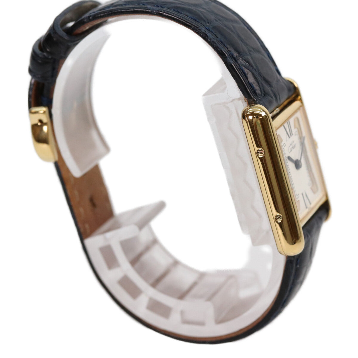 Cartier カルティエ 82-95s 925 トリニティ文字盤 マストタンクSM ヴェルメイユ 革 QZ 腕時計