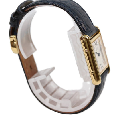 Cartier カルティエ 82-95s 925 トリニティ文字盤 マストタンクSM ヴェルメイユ 革 QZ 腕時計