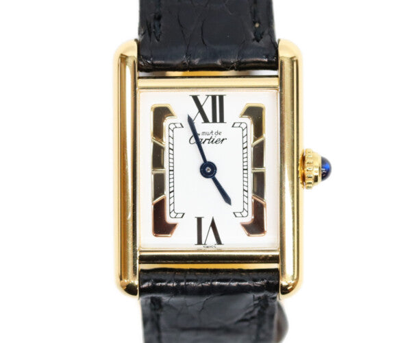 Cartier カルティエ 95s W100645401 925 トリニティ文字盤 マストタンクSM ヴェルメイユ 革 QZ 腕時計