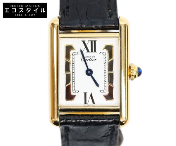 Cartier カルティエ 95s W100645401 925 トリニティ文字盤 マストタンクSM ヴェルメイユ 革 QZ 腕時計
