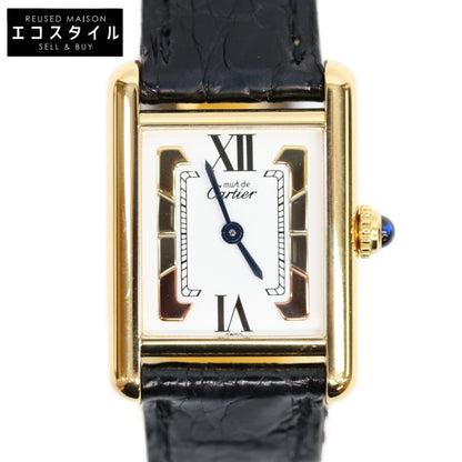 Cartier カルティエ 95s W100645401 925 トリニティ文字盤 マストタンクSM ヴェルメイユ 革 QZ 腕時計