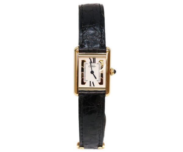 Cartier カルティエ 95s W100645401 925 トリニティ文字盤 マストタンクSM ヴェルメイユ 革 QZ 腕時計
