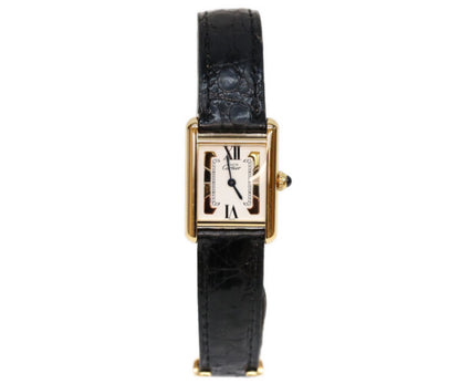 Cartier カルティエ 95s W100645401 925 トリニティ文字盤 マストタンクSM ヴェルメイユ 革 QZ 腕時計