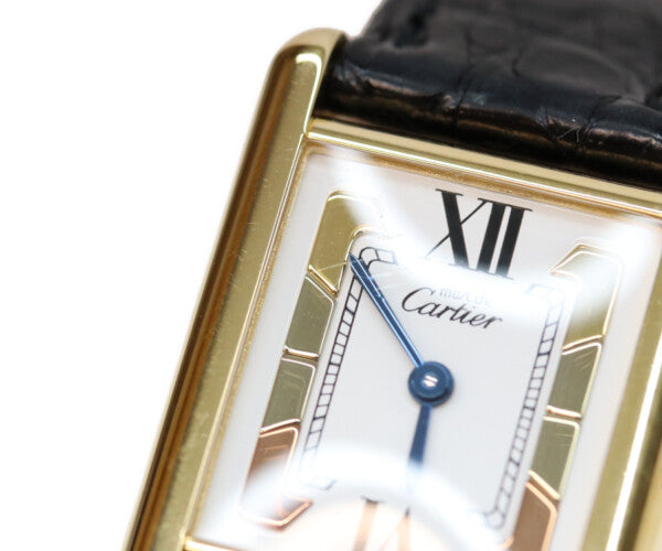 Cartier カルティエ 95s W100645401 925 トリニティ文字盤 マストタンクSM ヴェルメイユ 革 QZ 腕時計