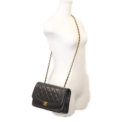 CHANEL シャネル 2番 A01165 黒 ラムスキン ゴールド金具 ダイアナ25 ショルダーバッグ