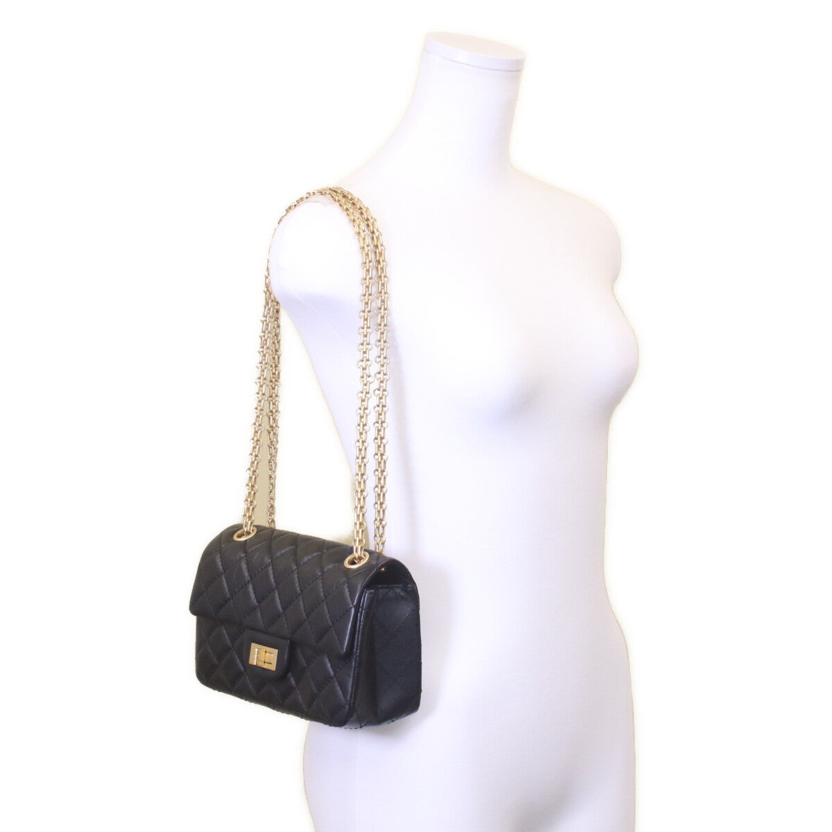 CHANEL シャネル AS0874 黒 ヴィンテージカーフ ゴールド金具 マトラッセ 2.55 ミニチェーンショルダー ショルダーバッグ