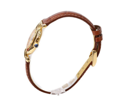 Cartier カルティエ 80-90s W1000654 925 マストコリゼヴェルメイユSM アイボリーローマ文字盤 QZ 革 腕時計