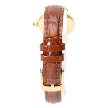 Cartier カルティエ 80-90s W1000654 925 マストコリゼヴェルメイユSM アイボリーローマ文字盤 QZ 革 腕時計