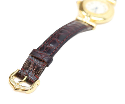 Cartier カルティエ 80-90s W1000654 925 マストコリゼヴェルメイユSM アイボリーローマ文字盤 QZ 革 腕時計