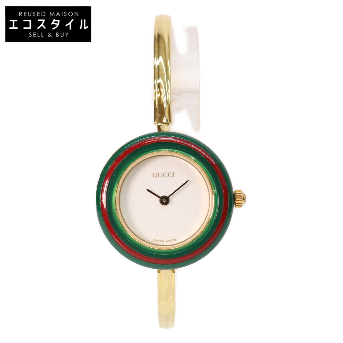 GUCCI グッチ 1100L 11 12.2 チェンジベゼル バングルウォッチ Mサイズ QZ 腕時計