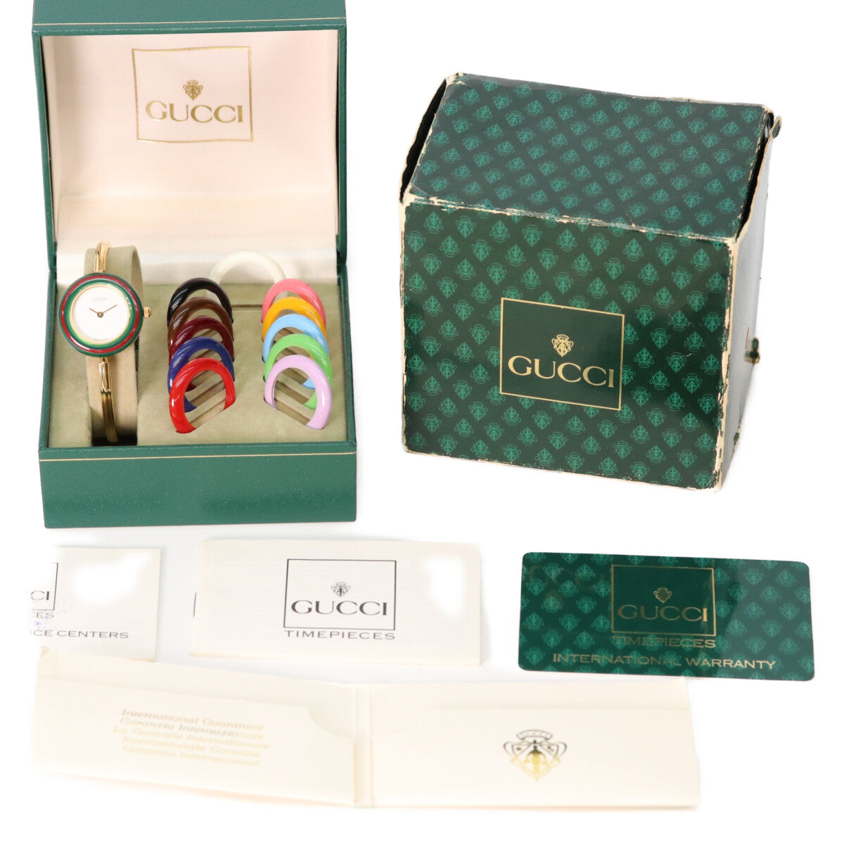 GUCCI グッチ 1100L 11 12.2 チェンジベゼル バングルウォッチ Mサイズ QZ 腕時計