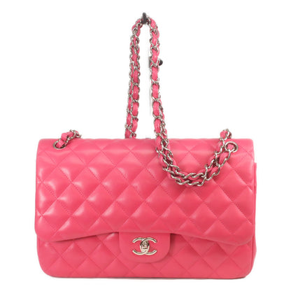 CHANEL シャネル 19番 A58600 ピンク ラム シルバー金具 ダブルフラップ デカマトラッセ30 ショルダーバッグ