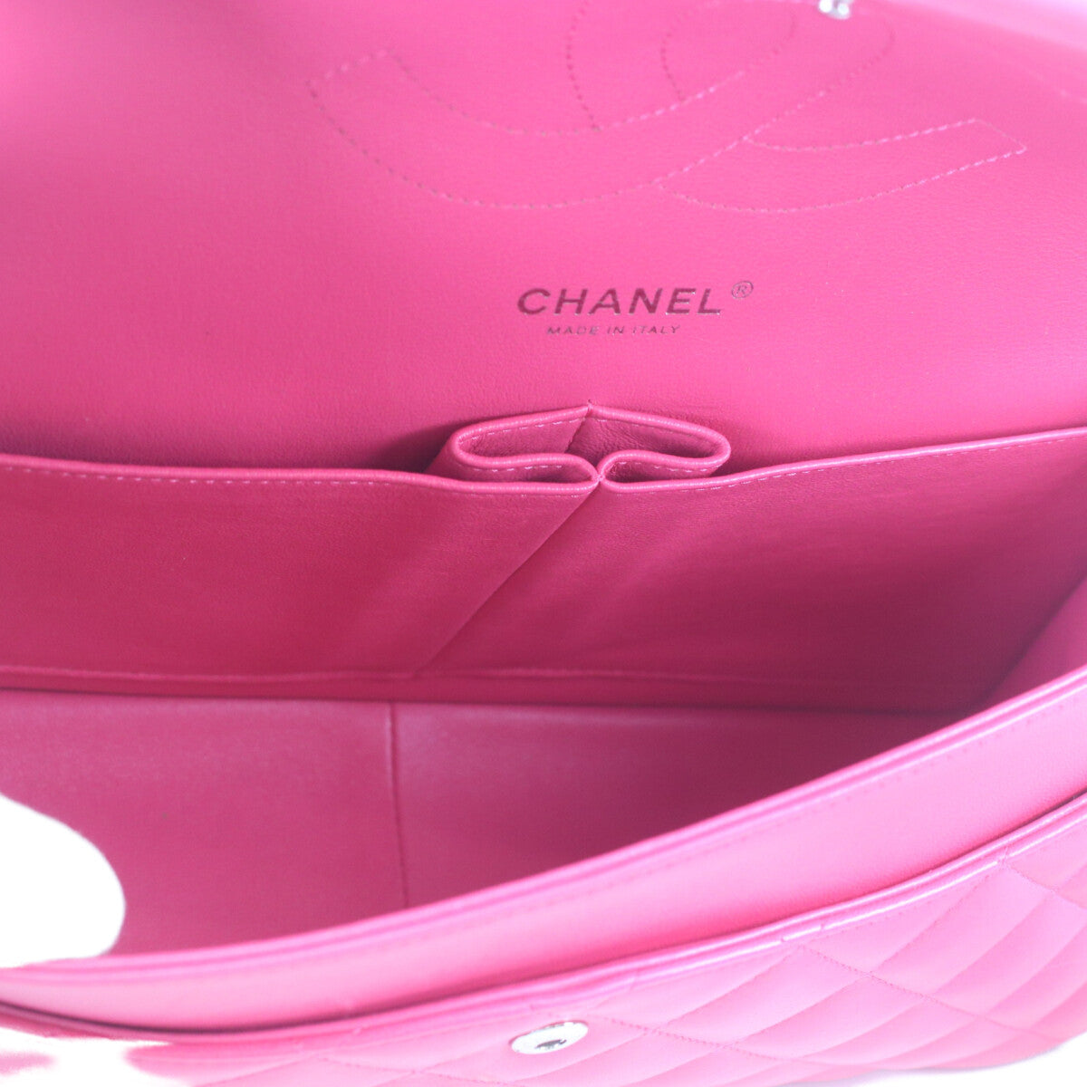 CHANEL シャネル 19番 A58600 ピンク ラム シルバー金具 ダブルフラップ デカマトラッセ30 ショルダーバッグ