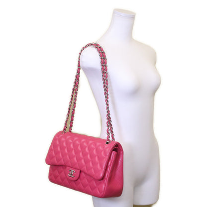 CHANEL シャネル 19番 A58600 ピンク ラム シルバー金具 ダブルフラップ デカマトラッセ30 ショルダーバッグ