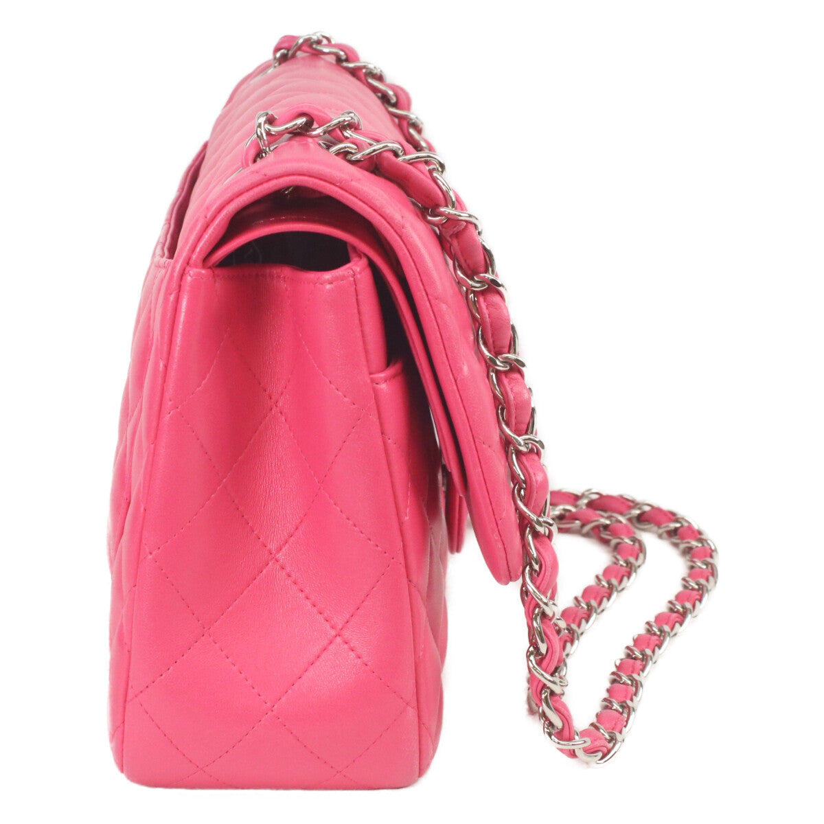 CHANEL シャネル 19番 A58600 ピンク ラム シルバー金具 ダブルフラップ デカマトラッセ30 ショルダーバッグ