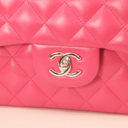 CHANEL シャネル 19番 A58600 ピンク ラム シルバー金具 ダブルフラップ デカマトラッセ30 ショルダーバッグ