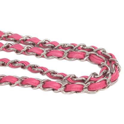 CHANEL シャネル 19番 A58600 ピンク ラム シルバー金具 ダブルフラップ デカマトラッセ30 ショルダーバッグ